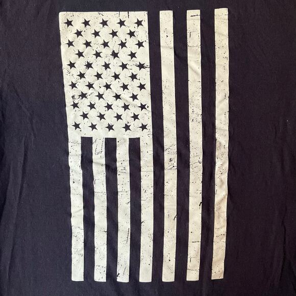 Delta Pro Weight Men’s Short Sleeve T-shirt size L, Black, American Flag - Picture 5 of 8